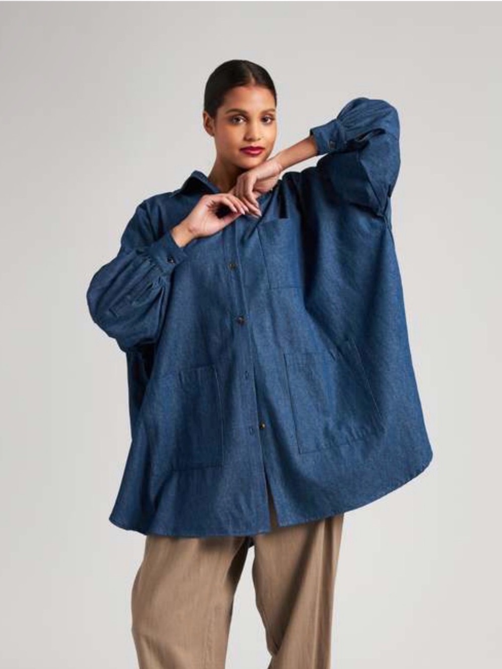 Athena Newton denim Smock button up